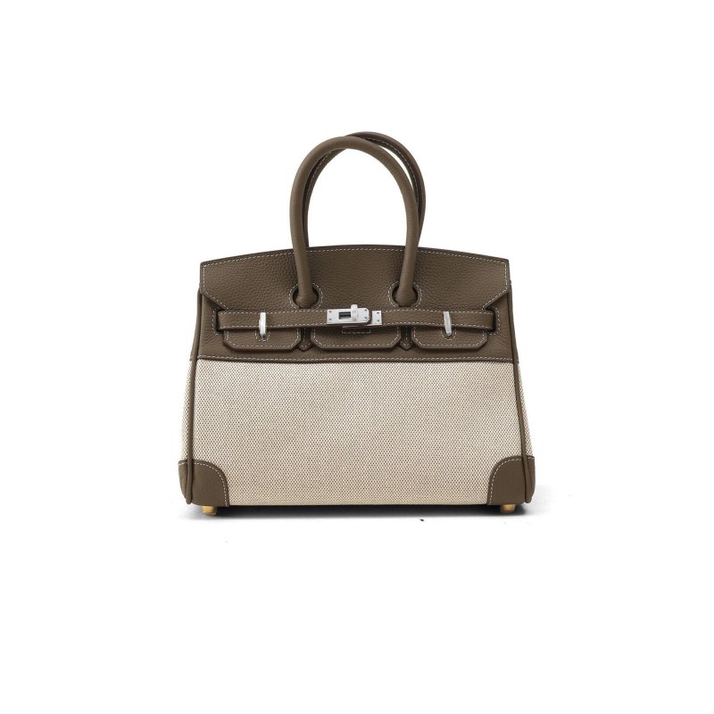 (image for) HERMES BIRKIN 30 ELEPHANT GREY LEATHER SILVER BUCKLE BAG 10078235 (30*22*15cm)