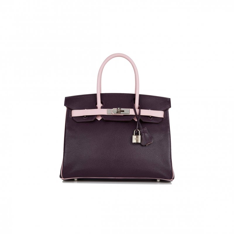 (image for) HERMES SPECIAL ORDER (HSS) BIRKIN 30 RAISIN AND ROSE SAKURA CHEVRE PALLADIUM HARDWARE ( 30cm*22*16cm)