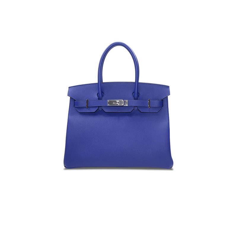 (image for) HERMES BIRKIN 35 TOGO LEATHER ELECTRIC BLUE SILVER BUCKLE BAG H028369CK7T (35*28*18cm)