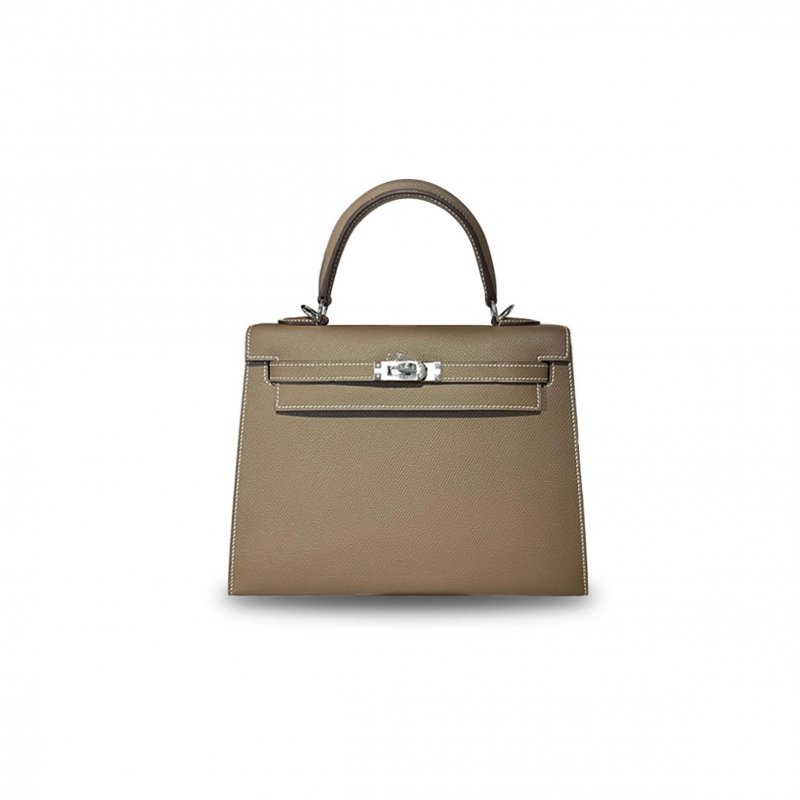 (image for) HERMÈS KELLY 25 EPSOM LEATHER ELEPHANT GRAY SILVER BUCKLE (25*17*7cm)