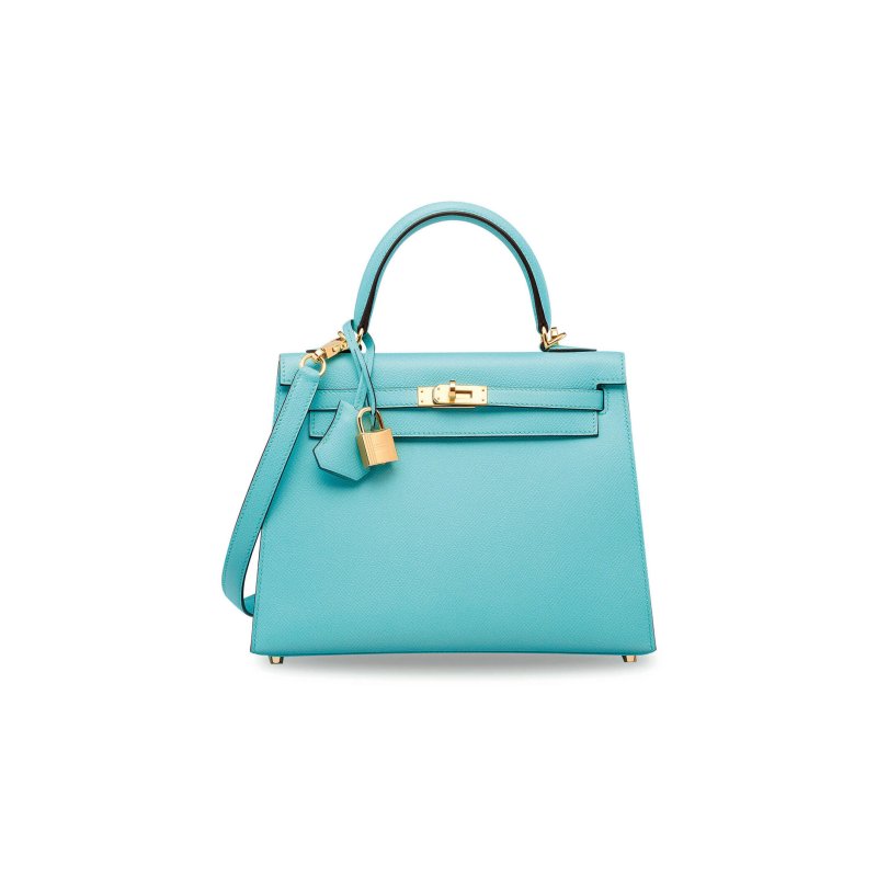 (image for) HERMÈS MACARON BLUE KELLY 25 WITH GOLD HARDWARE (25*17*7cm)