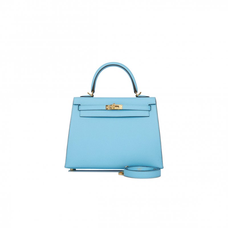 (image for) HERMES KELLY SELLIER 25 CELESTE EPSOM GOLD HARDWARE (25*17*7cm)
