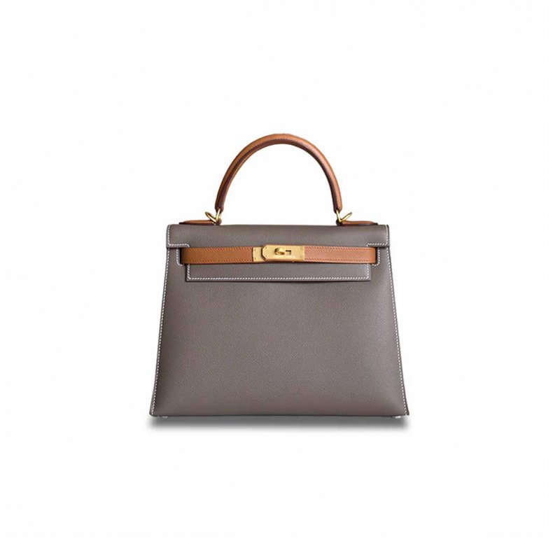 (image for) HERMÈS KELLY 28 ELEPHANT GRAY WITH GOLD BROWN GOLD HARDWARE (28*22*10cm)