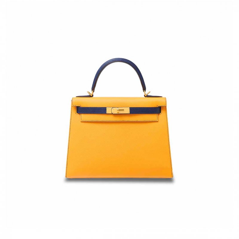 (image for) HERMÈS KELLY 28 EPSOM SUN YELLOW LIGHT BLUE GOLD BUCKLE (28*22*10cm)
