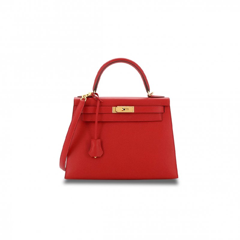 (image for) HERMÈS KELLY HANDBAG ROUGE VIF EPSOM WITH GOLD HARDWARE 28 (28*22*10cm)