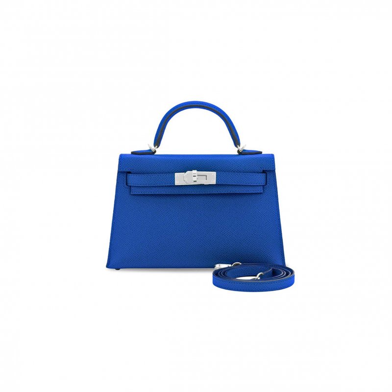 (image for) HERMÈS MINI KELLY II BLUE FRANCE EPSOM SELLIER BAG (19*12*5.5cm)