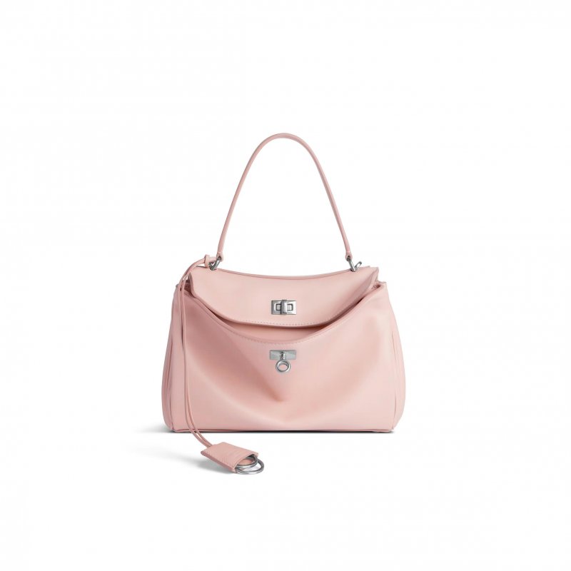 (image for) BALENCIAGA WOMEN'S RODEO HANDBAG SMALL IN SUEDE PINK 7897792RA4U2910 (28.9*20*9.9cm)