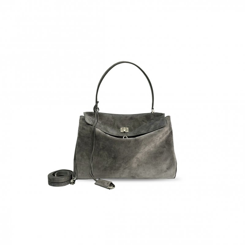 (image for) BALENCIAGA WOMEN'S RODEO HANDBAG MEDIUM IN STORM GREY 7897792AB4G1143 (35*23*11cm)
