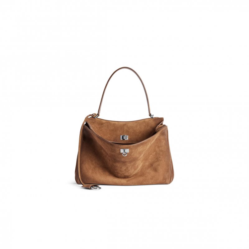 (image for) BALENCIAGA WOMEN'S RODEO HANDBAG MEDIUM IN CAMEL 7897722AB4G2533 (35*23.3*10.9cm)