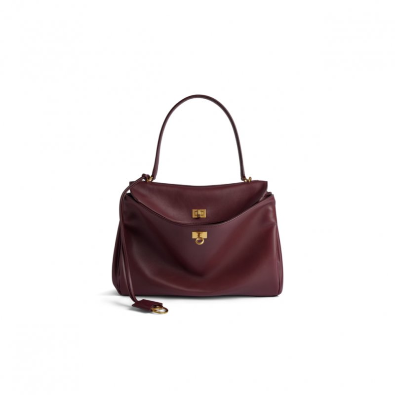 (image for) BALENCIAGA WOMEN'S RODEO MEDIUM HANDBAG IN BURGUNDY 7897722AA4V6034 (35*23.3*10.9cm)