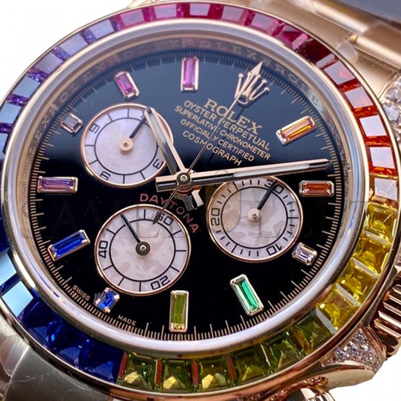 ROLEX DAYTONA SQUARE RAINBOW GEMSTONE 40MM WATCH 116595RBOW-0001 [M49051] Shoes Jewelry Bag Watch Clothing 