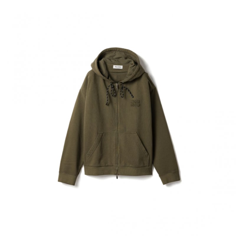 (image for) MIU MIU GARMENT-DYED HOODIE JACKET MJLA45