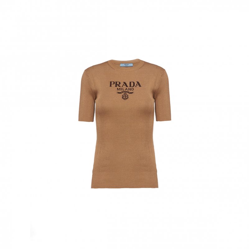 (image for) PRADA SILK CREW-NECK SWEATER WITH LOGO P24T1F