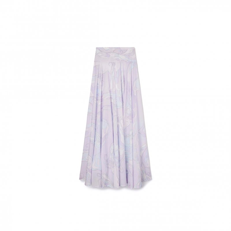 (image for) PUCCI ORCHIDEE PRINT LONG COTTON SKIRT 5URW335U734015